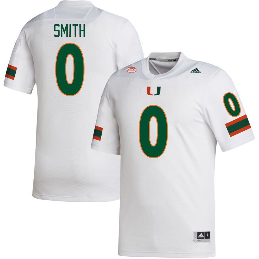 #0 Brashard Smith Miami Hurricanes Jerseys Football Stitched-White